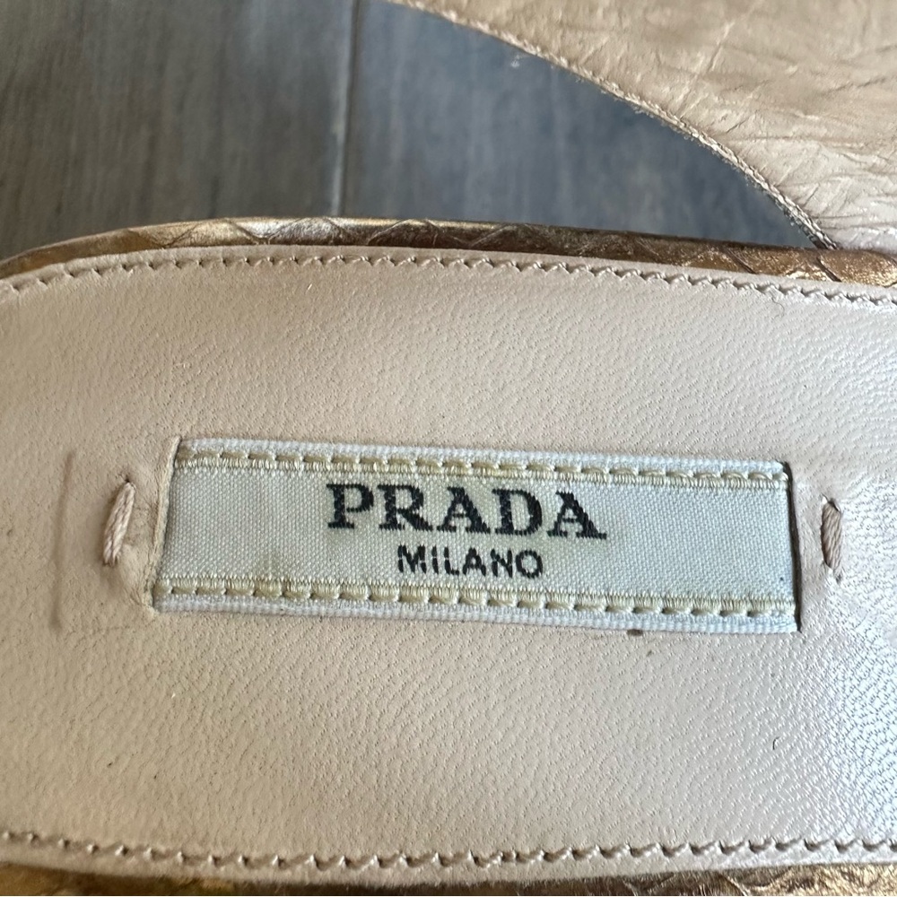 PRADA Gold Wedge Slingback Sandals🌸 - Picture 10 of 16